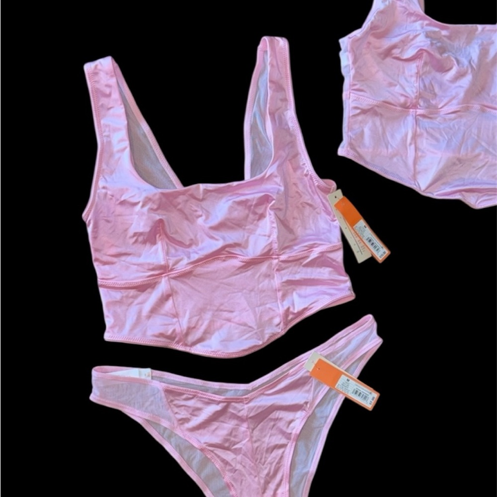 Sexy Pink Satin 2 piece lingerie set